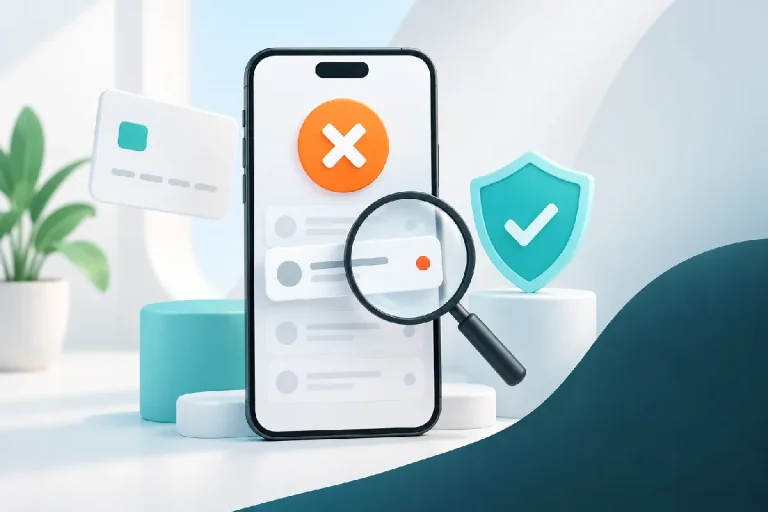 Turkuaz ve turuncu vurgulu telefon ekranında bahis para yatırma reddini simgeleyen uyarı, işlem kayıtları ve güvenlik kalkanı görülüyor.